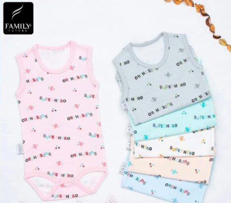 Ärmlös babybody med knappar i grenen i 100 % ekologisk bomull