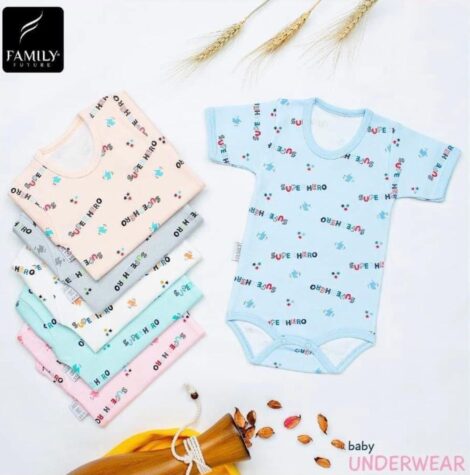 Kortärmad babybody med knappar i grenen i 100 % ekologisk bomull